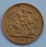 Lot 2131 - Great Britain, 1893 gold half sovereign,...