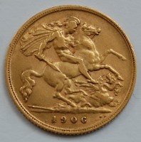Lot 2137 - Great Britain, 1906 gold half sovereign,...
