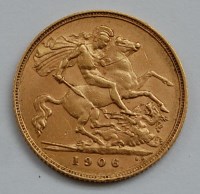 Lot 2141 - Great Britain, 1906 gold half sovereign,...