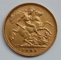 Lot 2143 - Great Britain, 1905 gold half sovereign,...