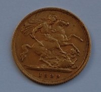 Lot 2145 - Great Britain, 1899 gold half sovereign,...