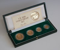 Lot 2199 - Great Britain, cased 1980 gold proof four coin...