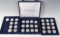 Lot 2236 - Collection of 33 silver proof five pound coins,...