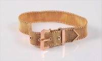 Lot 2510 - A '9c' buckle bracelet, the flat weave...