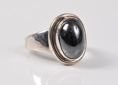 Lot 2516 - A Georg Jensen silver and hematite ring, no....