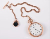 Lot 2535 - A 9ct Waltham pocket watch and chain, the open...