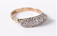 Lot 2577 - An 18ct five stone diamond ring, the five...