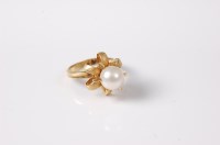 Lot 2581 - A continental cultured pearl dress ring, the...