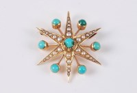 Lot 2598 - A late 19th century turquoise and pearl star...