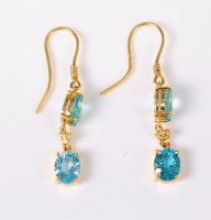Lot 2602 - A pair of topaz and white hardstone earrings,...