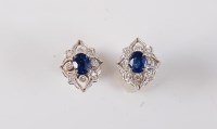 Lot 2610 - A pair of sapphire and diamond earstuds, the...