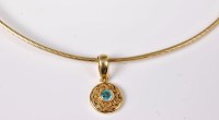 Lot 2612 - A 14ct topaz necklace, the round topaz in a...