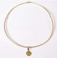 Lot 2612 - A 14ct topaz necklace, the round topaz in a...
