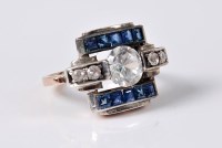 Lot 2621 - An Odeonesque white and blue sapphire ring,...