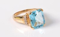 Lot 2642 - A 9ct aquamarine and diamond ring, the fancy...