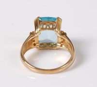 Lot 2642 - A 9ct aquamarine and diamond ring, the fancy...