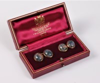 Lot 2671 - A pair of 9ct moss agate cufflinks, the oval...