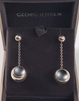 Lot 2684 - A pair of Georg Jensen silver 'Cave' earrings...