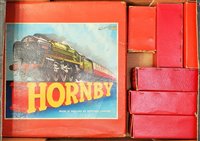 Lot 487 - Two large trays containing post war Hornby 0...