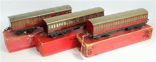 Lot 350 - Three Hornby 1935-41 LMS passenger coaches 2x...