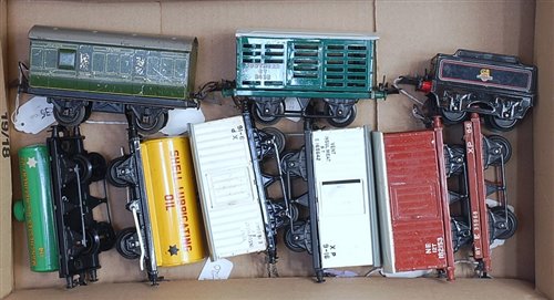 Lot 355 - Tray of seven Hornby post war wagons, No. 1...