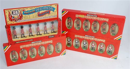 Lot 1351 - Seven various boxed as issued Britains soldier...