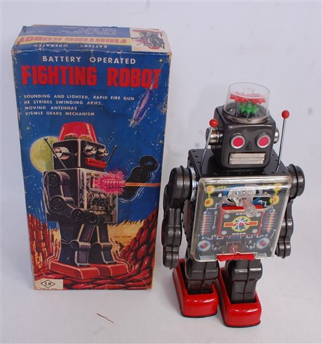 Lot 3193 - An SH Toys of Japan tinplate and battery...