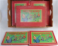 Lot 155 - Meccano early post war blue/gold outfits 0, 1,...