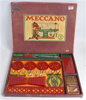 Lot 156 - Meccano French 1930's No 2 outfit, restrung...
