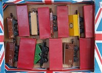 Lot 445 - Large tray containing 7 Hornby boxed post-war...