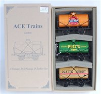 Lot 468 - ACE Trains ref set 3: 3x tank wagons 'Pratts'...