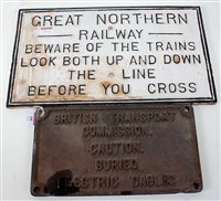 Lot 59 - Cast iron sign ''British Transport Commission...