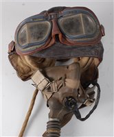 Lot 49 - A WW II R.A.F. Type C brown leather flying...