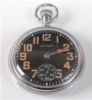 Lot 119 - A Waltham military issue nickel cased open...