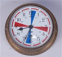 Lot 64 - A Sestrel brass cased ships radio room clock,...