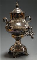 Lot 1 - A Victorian style silver plated samovar,...