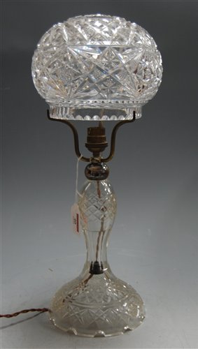 Lot 40 - An early 20th century cut glass table lamp,...
