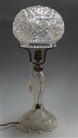 Lot 40 - An early 20th century cut glass table lamp,...
