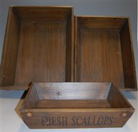 Lot 72 - A graduated set of three stained wooden trays,...