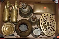 Lot 84 - A box of miscellaneous brassware to include...