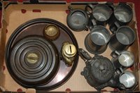 Lot 85 - A box of miscellaneous metalwares to include a...