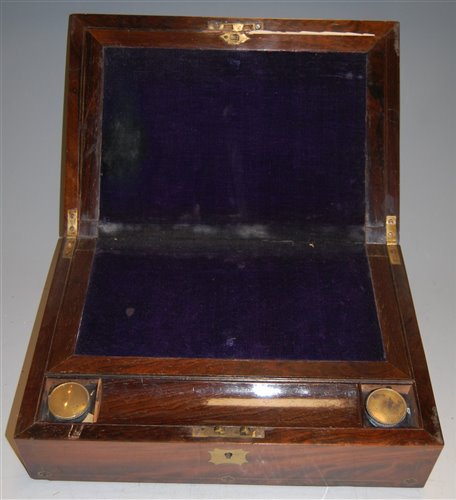 Lot 102 - A Victorian mahogany and brass inlaid writing...