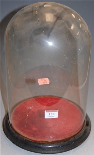 Lot 122 - A Victorian glass dome on ebonised plinth, h.35cm