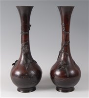 Lot 125 - A pair of Japanese Meiji period bronze vases,...