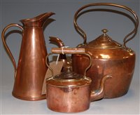 Lot 129 - A 19th century copper range kettle; together...