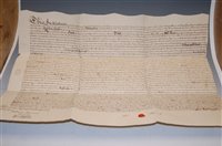 Lot 132 - A deed box and contents, to include 18th...