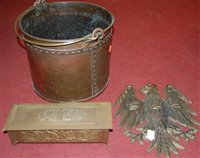 Lot 157 - A 19th century copper coal bucket; together...