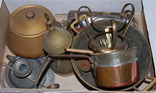 Lot 179 - A box of miscellaneous metalware, to include...