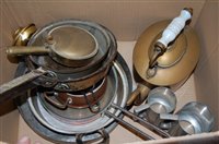 Lot 180 - A box of miscellaneous metalware, to include...