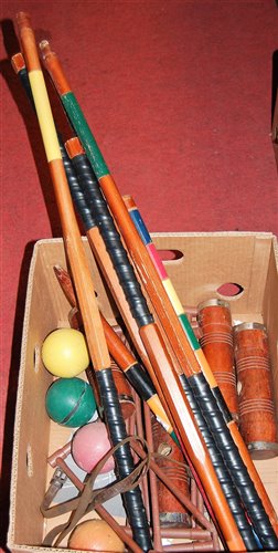 Lot 183 - A collection of assorted croquet mallets,...